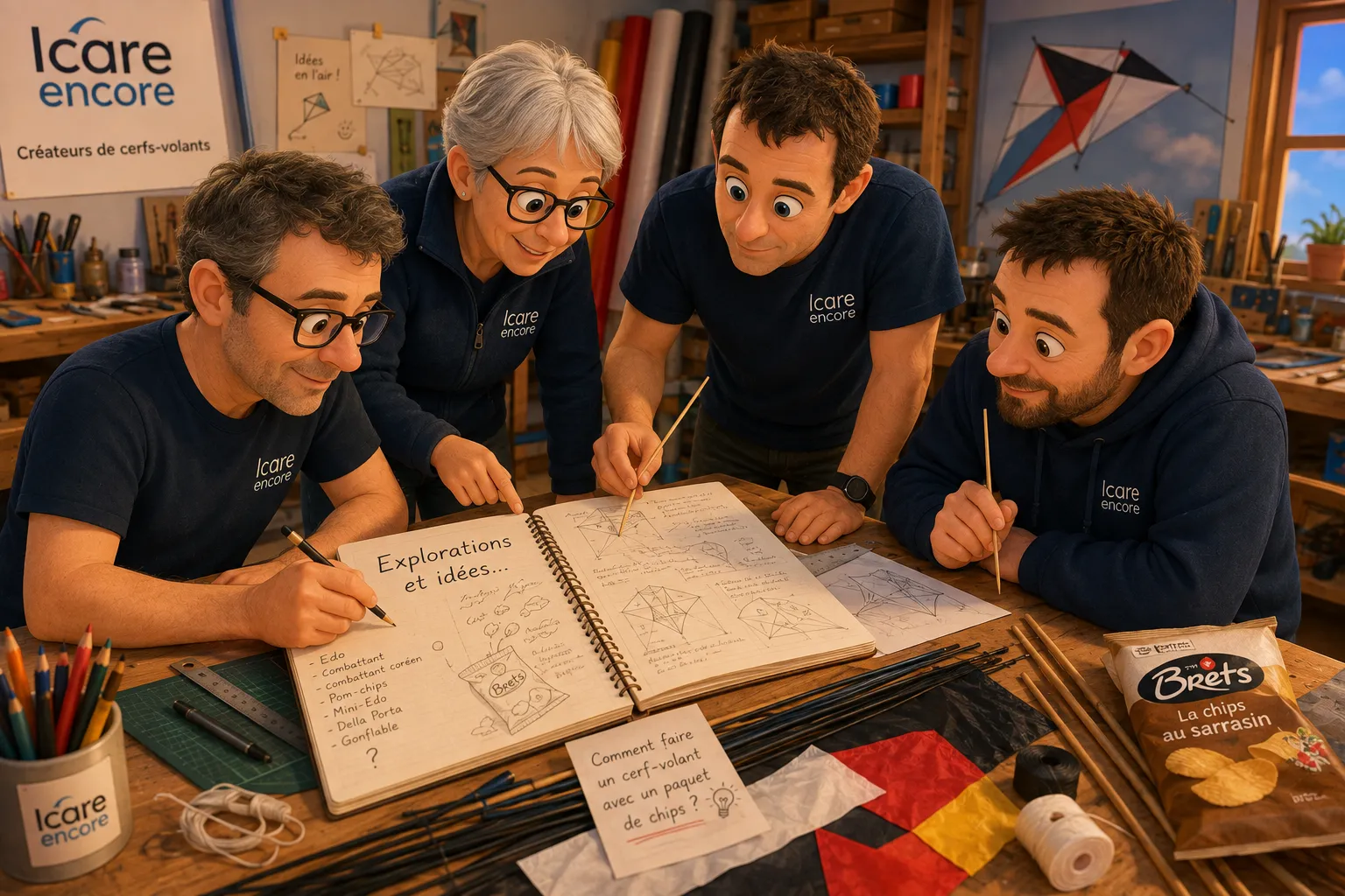 Table de recherche Icare Encore avec plusieurs pistes de cerfs-volants